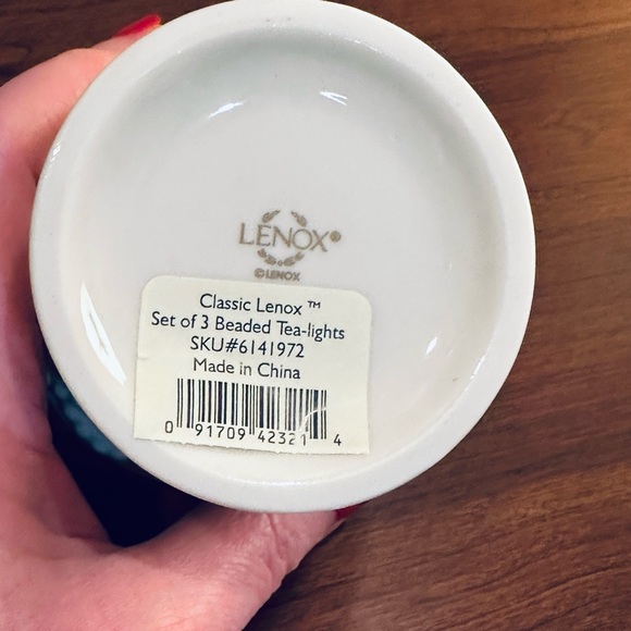 🌟HP🌟New 2010 Classic Lenox Set of 3 Beaded Tea Light Holders with Candles - Picture 11 of 14